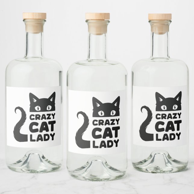 Crazy Cat Dam Food & Beverage Labels Spritflaskor Etikett (Flaskor)