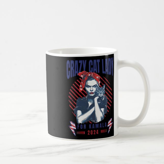 Crazy Cat Dam för Kamala 2024 Kaffemugg (Höger)