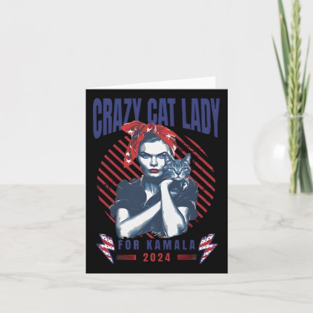Crazy Cat Dam för Kamala 2024 Kort (Framsida)