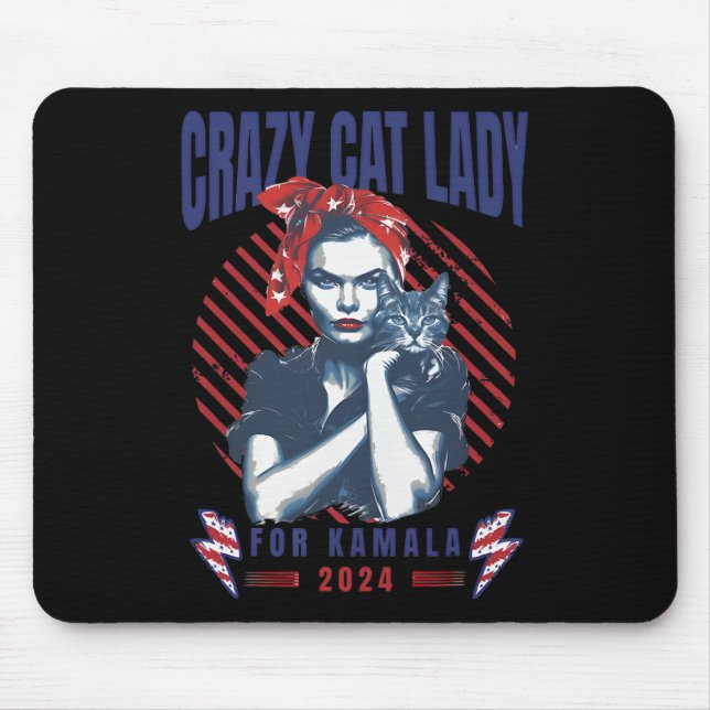 Crazy Cat Dam för Kamala 2024 Musmatta (Framsidan)