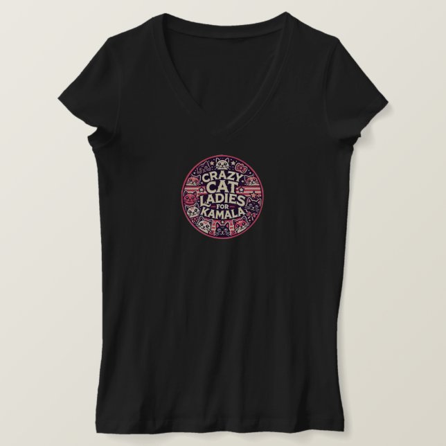 Crazy cat dam för Kamala! T Shirt (Design framsida)