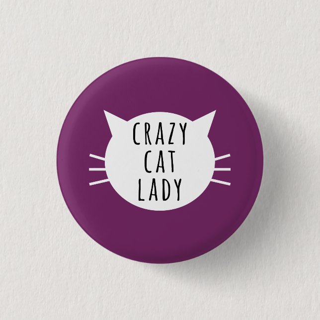 Crazy Cat Dam Funny Button Knapp (Framsida)