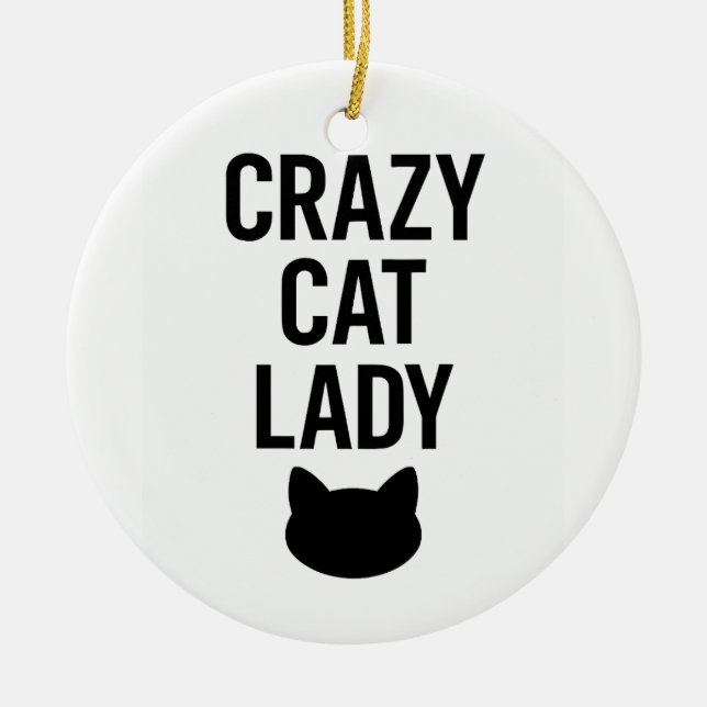 Crazy Cat Dam - Funny Cat Lover Gift Julgransprydnad Keramik (Framsidan)