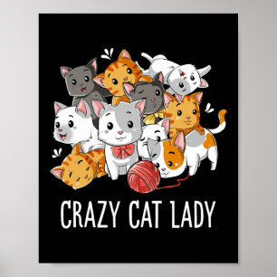 Crazy Cat Dam Funny Girls Women Kitten Animal Lov Poster