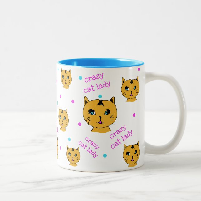 Crazy Cat Dam Funny Mug Två-Tonad Mugg (Höger)