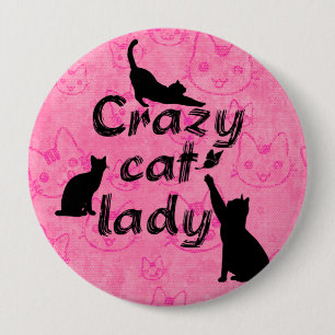 Crazy cat dam gulliga katter bakgrund Button Knapp