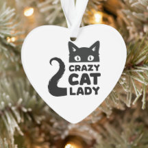 Crazy Cat Dam Heart-Helgdag Ornament
