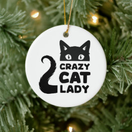 Crazy Cat Dam Helgdag Ornament