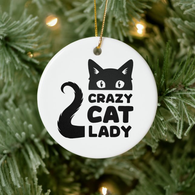 Crazy Cat Dam Helgdag Ornament (Träd)