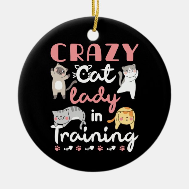 Crazy Cat Dam i Training Julgransprydnad Keramik (Framsidan)