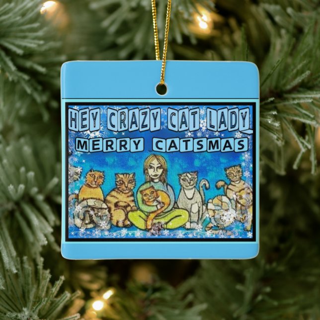 Crazy Cat Dam Julgransprydnad Keramik (Träd)
