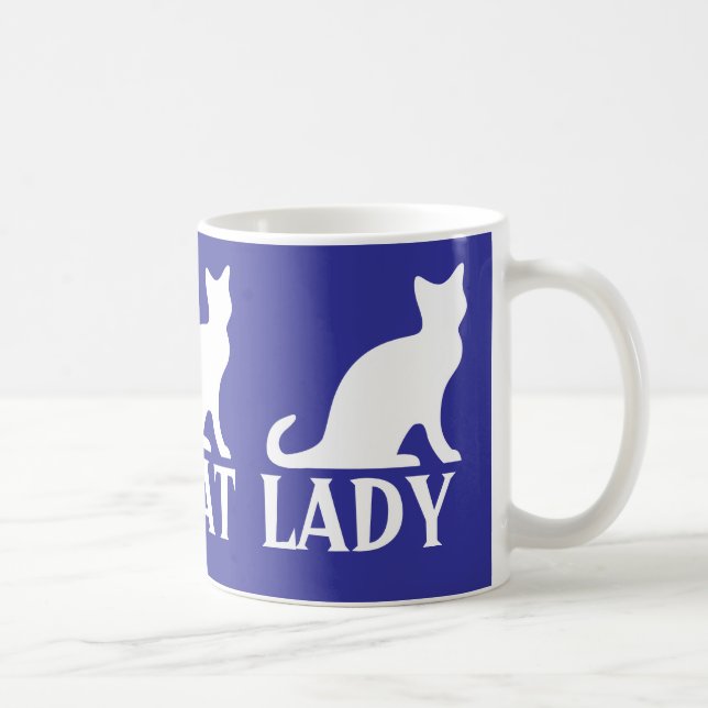 Crazy cat dam-kaffekanna mugg med vit kattunge (Höger)
