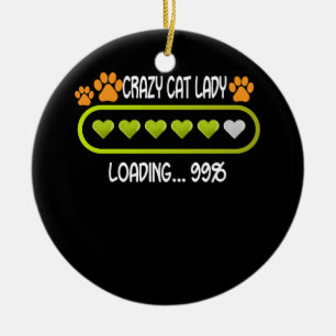 Crazy Cat Dam-lastande djur (Lover Pet) Julgransprydnad Keramik
