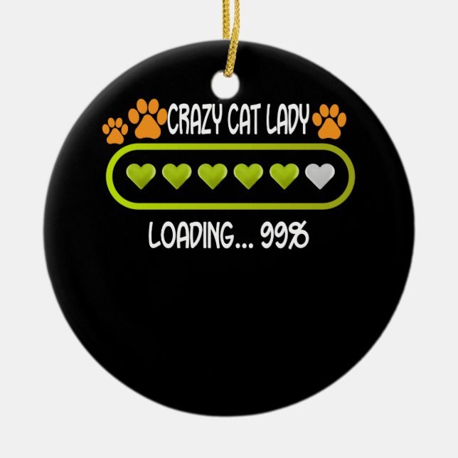Crazy Cat Dam-lastande djur (Lover Pet) Julgransprydnad Keramik (Framsidan)