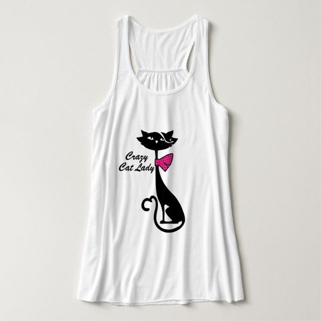 Crazy Cat Dam Linne Med Racerback (Design framsida)