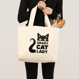 Crazy Cat Dam Livsmedel Tote Bag Jumbo Tygkasse