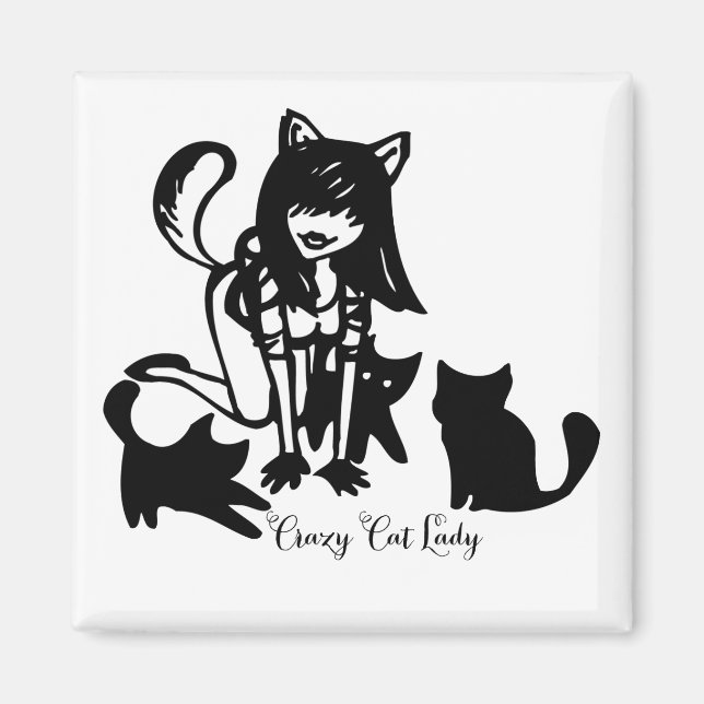 Crazy Cat Dam Magnet (Framsidan)