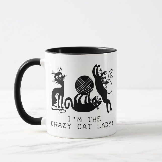Crazy Cat Dam Mugg (Vänster)