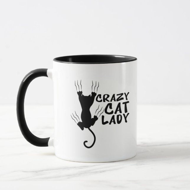 Crazy Cat Dam Mugg-Adsible Gift Cat Lovers Mugg (Vänster)
