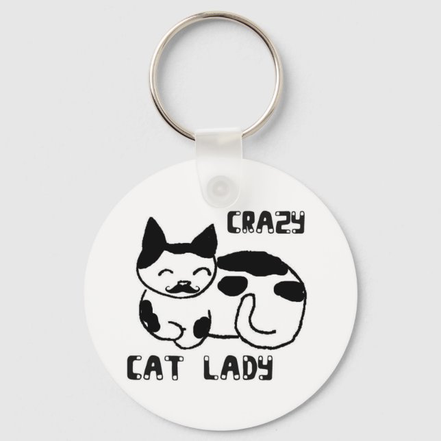 Crazy cat dam nyckelring (Framsida)