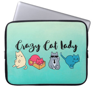 Crazy Cat Dam och 4 Cute Cats Laptop Fodral