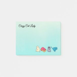 Crazy Cat Dam och 4 Cute Cats Post-it Block
