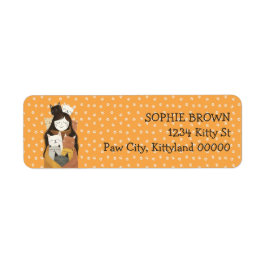 Crazy Cat Dam på Tass Mönster Cute Returadress Etikett