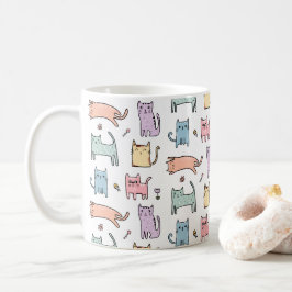 Crazy cat dam pastel multifärgad tecknad cat mugg