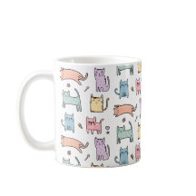 Crazy cat dam pastel multifärgad tecknad cat mugg