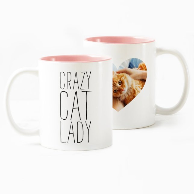 Crazy Cat Dam | Personlig Lägg till foto Två-Tonad Mugg (Skapare uppladdad)