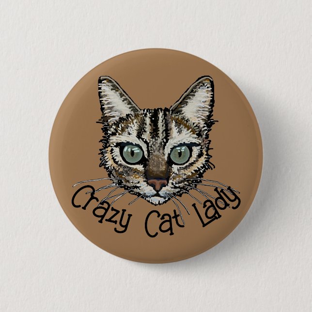 Crazy Cat Dam Pin Badge Knapp (Framsida)