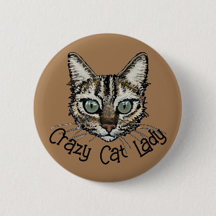 Crazy Cat Dam Pin Badge Knapp