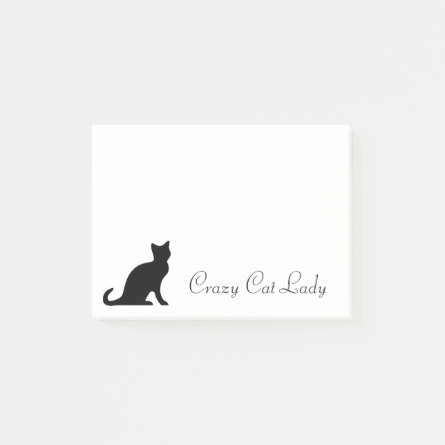 Crazy cat dam Post-it®-anteckningar | Svart kattun Post-it Block (Framsida)