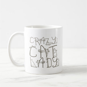 Crazy Cat Dam Quirky Typography Namn Kaffemugg