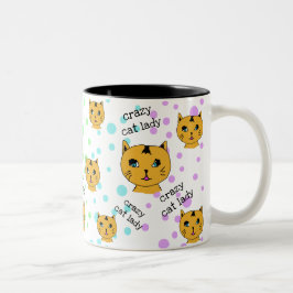 Crazy Cat Dam Rainbow Polka dots Mugg