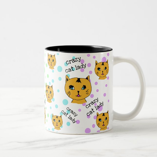 Crazy Cat Dam Rainbow Polka dots Mugg (Höger)