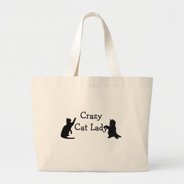Crazy Cat Dam Roligt Animal Art Jumbo Tygkasse (Framsidan)