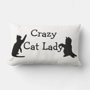 Crazy Cat Dam Roligt Animal Art Lumbarkudde
