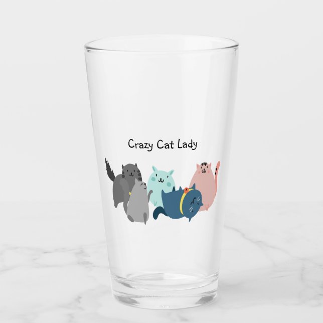 Crazy Cat Dam Roligt  Quote Cute Animals Glaskopp (Framsida)
