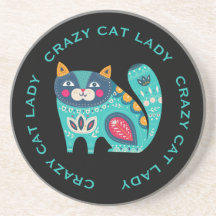 Crazy Cat Dam, Roligt Stilized Cat on Black