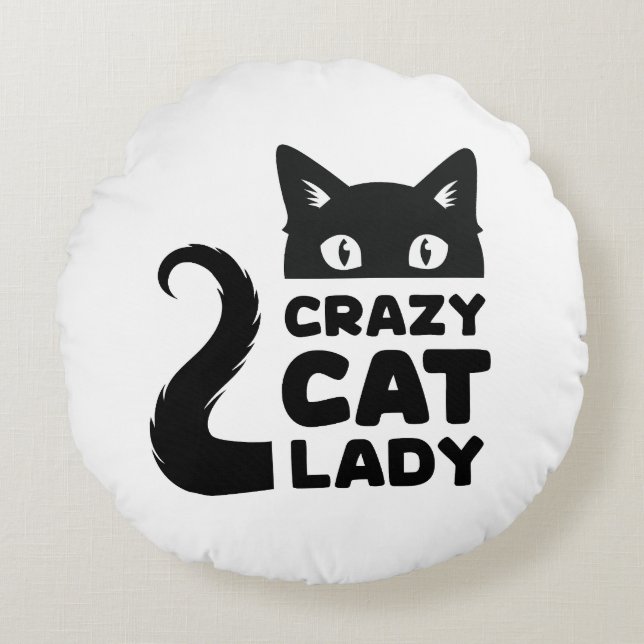 Crazy Cat Dam Round Dekorativ kudde (Framsidan)