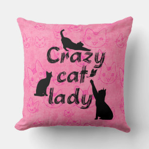 Crazy Cat Dam söt lilla kattunge Mönster i Rosa Kudde