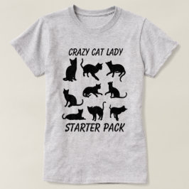 "Crazy Cat Dam Starter Pack" med tre katter Tee Shirt