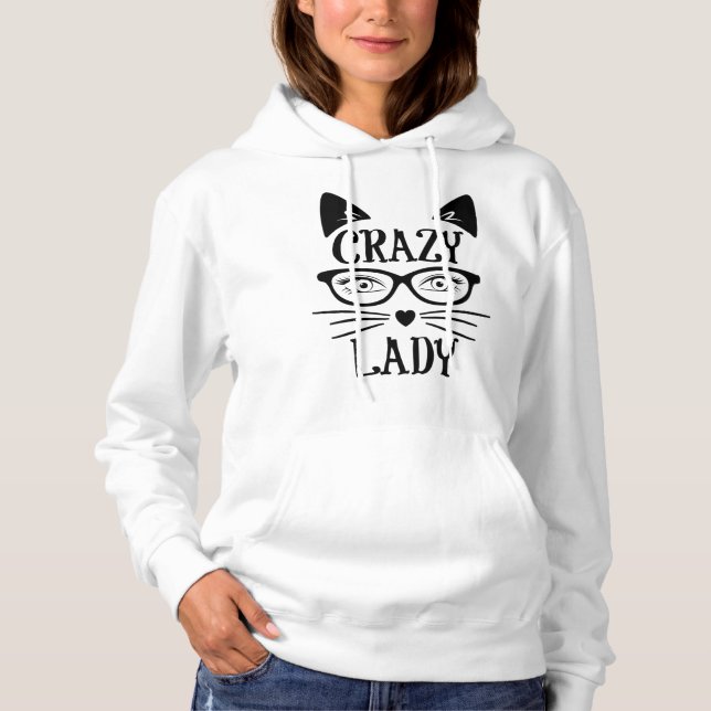 Crazy Cat Dam Svarta katter T Shirt (Framsida)
