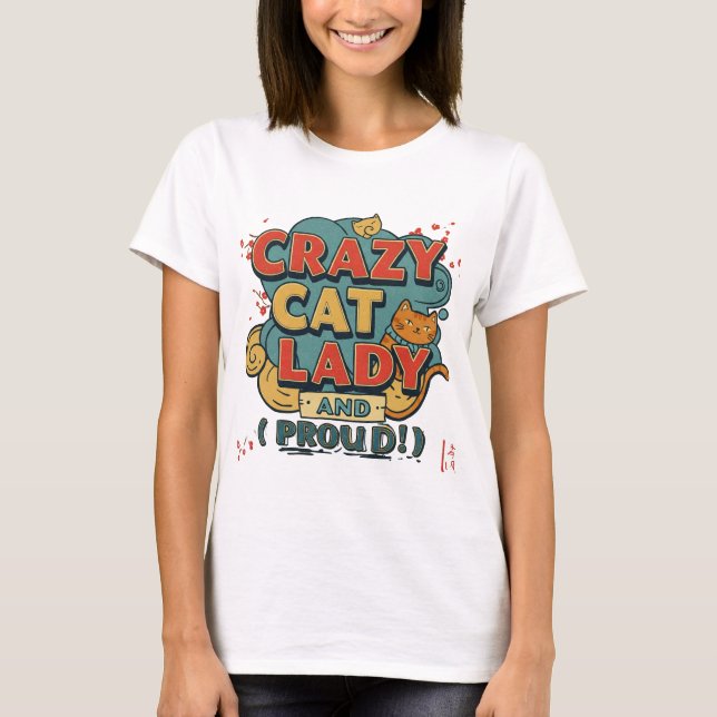 Crazy cat dam T-Shirt-cat älskare T Shirt (Framsida)