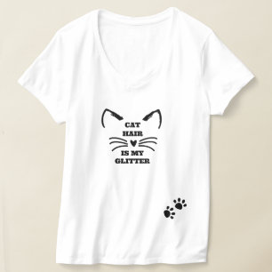 Crazy Cat Dam T-Shirt - Cat Hair är min Glitter