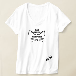 Crazy Cat Dam Tee, Lung Cat Hair är Mitt Glitter T Shirt