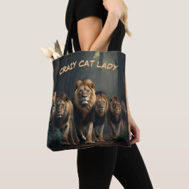 Crazy Cat Dam Tote Bag Anpassa text & Bilder Tygkasse