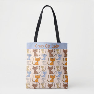 Crazy Cat Dam Tote Tygkasse