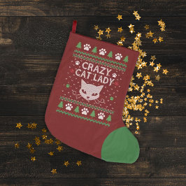 Crazy Cat Dam Ugly jul Sweater Stor Julstrumpa